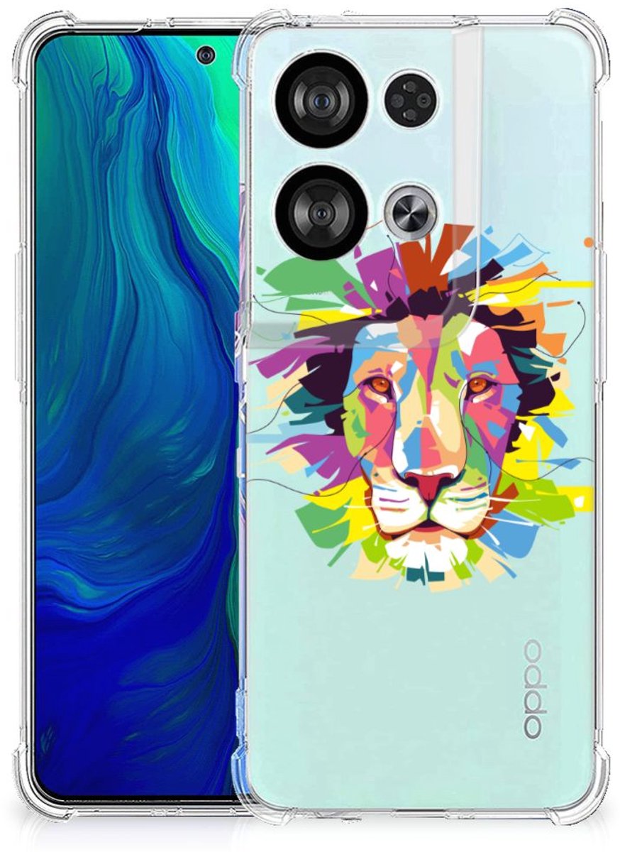 OPPO Reno8 Stevig Bumper Hoesje Lion Color