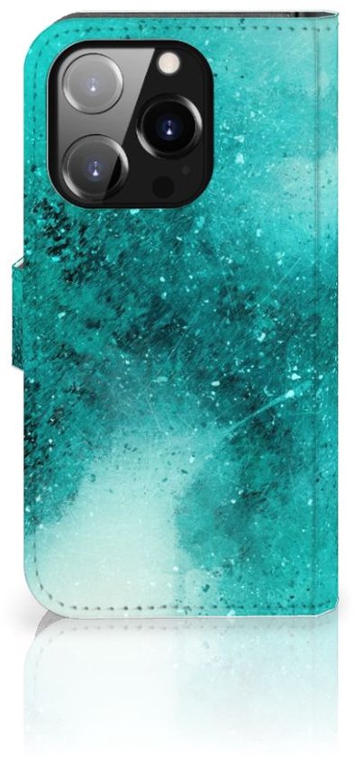 Portefeuille iPhone 14 Pro Cuir PU Portefeuille Livre Peinture Bleu