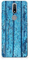 Coque Téléphone pour Nokia 2.4 Housse Coque Bois Bleu