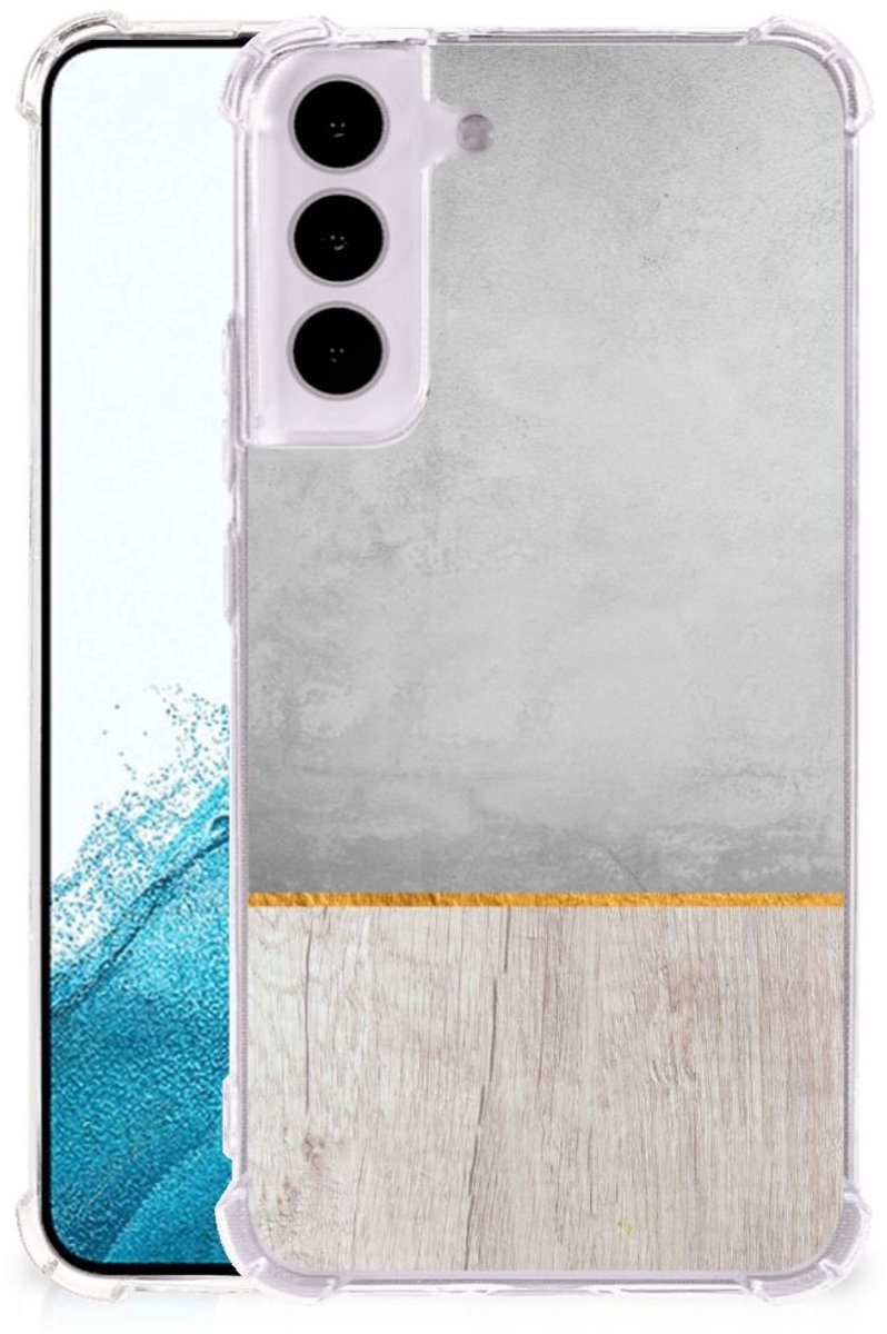 Samsung Galaxy S22 Stevig Telefoonhoesje Wood Concrete