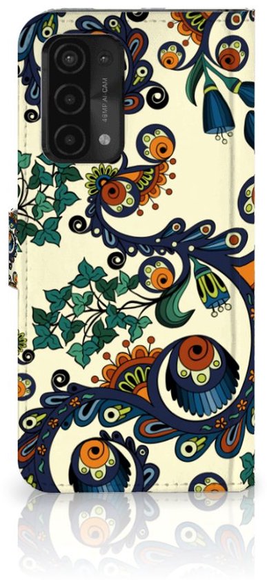 Coque avec pour OPPO A54 5G | A74 5G | A93 5G Portefeuille Baroque Fleur