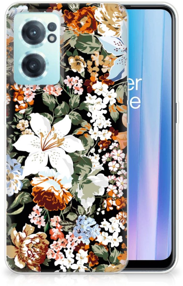 Back Cover voor TPU Case voor OnePlus Nord CE 2 5G Dark Flowers