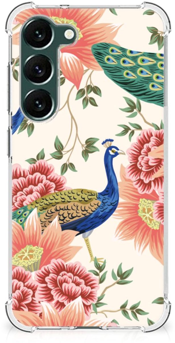 Case Anti-shock voor Samsung Galaxy S23 Plus Pink Peacock