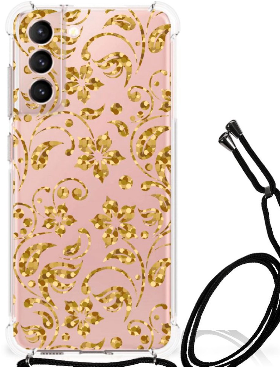 Samsung Galaxy S21 FE Case Gouden Bloemen