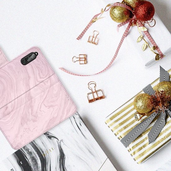 Boekhoesje voor Sony Xperia 10 II Bookcase Marble Pink - Origineel Cadeau Vriendin