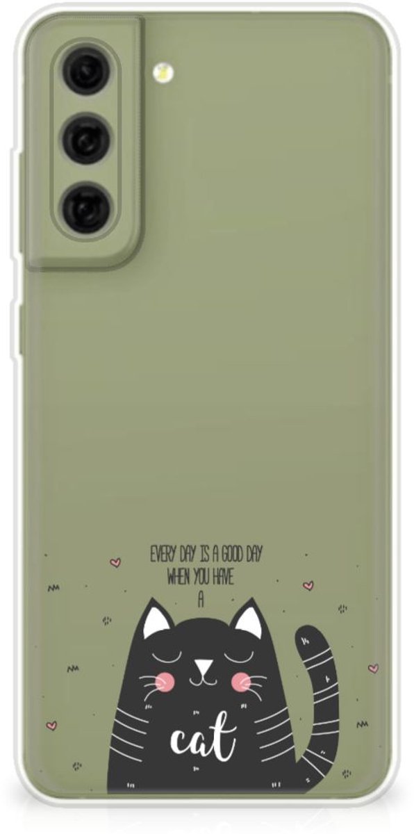 Samsung Galaxy S21FE Telefoonhoesje met Naam Cat Good Day