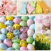 Carte de vœux carrée de Luxe Joyeuses Pasen - Carte de Pâques - 13,5 x 13,5 cm - carte pliée avec enveloppe colorée