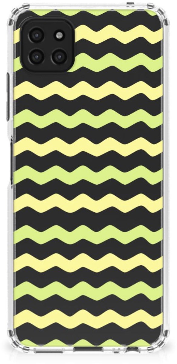 Samsung Galaxy A22 5G Doorzichtige Silicone Hoesje Waves Yellow
