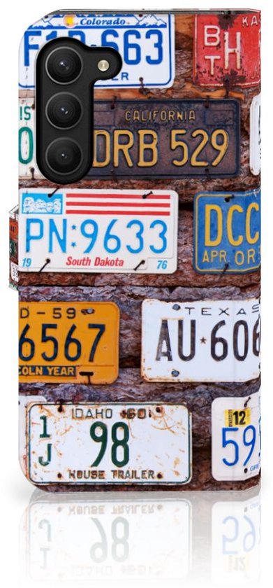 PU Premium Housse pour Samsung Galaxy S23 Plus Portefeuille Plaques D'Immatriculation