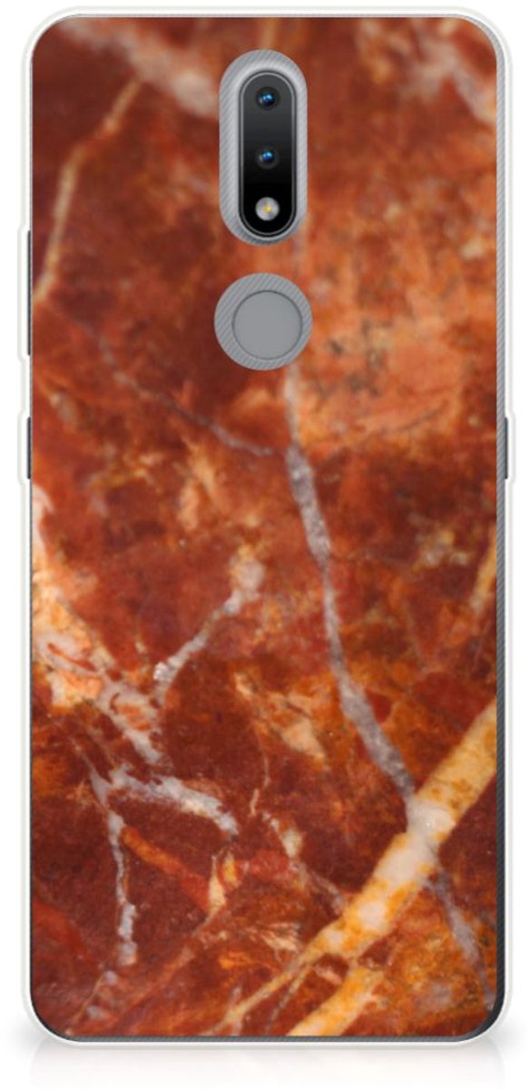 Nokia 2.4 TPU Siliconen Hoesje Marmer Bruin