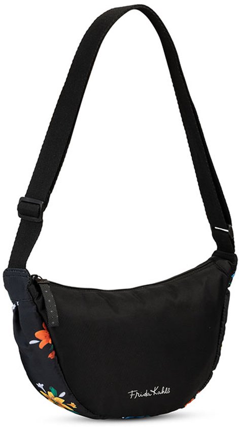 Sac bandoulière Frida Kahlo Moon Bag Fleur Zwart