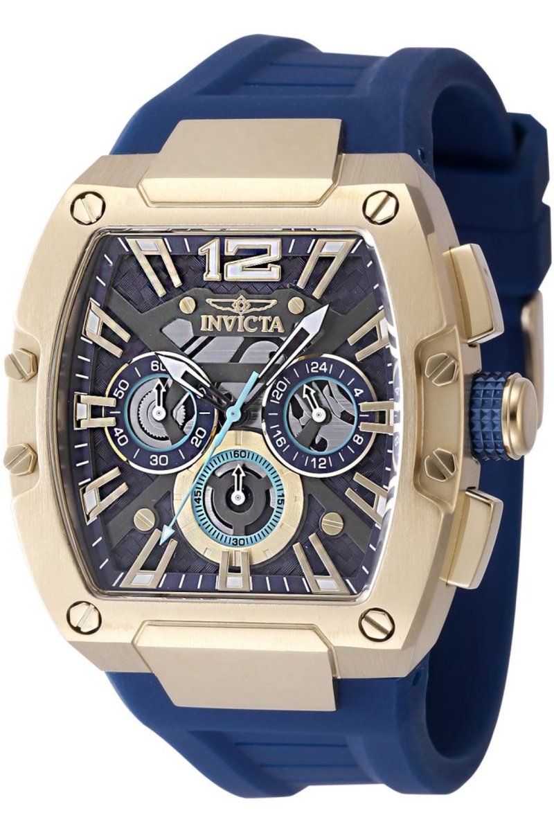 Invicta Racing 48469 Heren Horloge - Waterdicht - Analoog - Quartz Uurwerk - Roestvrij Staal met blauwe Wijzerplaat - 43mm