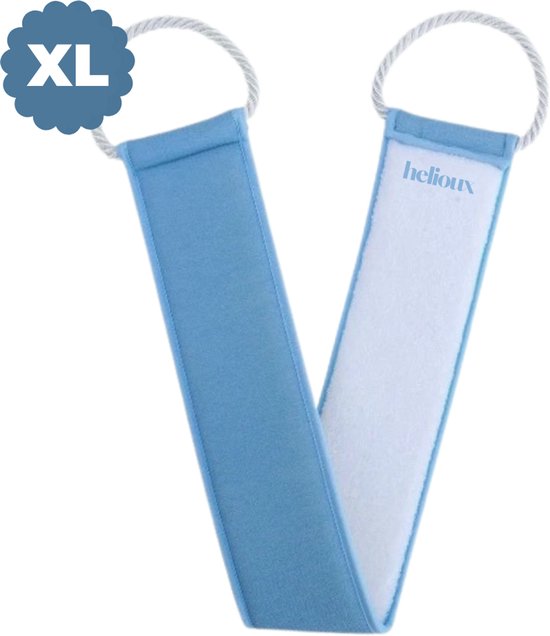 Helioux® Rug Scrubber XL - Back Scrubber Extra Large XL - Exfoliating Glove - Scrub Handschoen - Voor Lichaam, Rug en Schouders - Verwijderen Van Dode Huidcellen of Zelfbruiner - Blauw - Blue - Extra Large