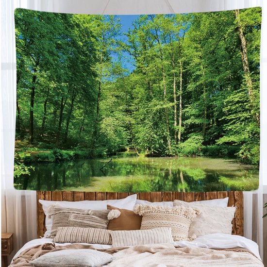 Ulticool - Arbres Forêt Nature Water Veluwe Pays- Nederland - Tapisserie - 200x150 cm - Groot tapisserie - Poster
