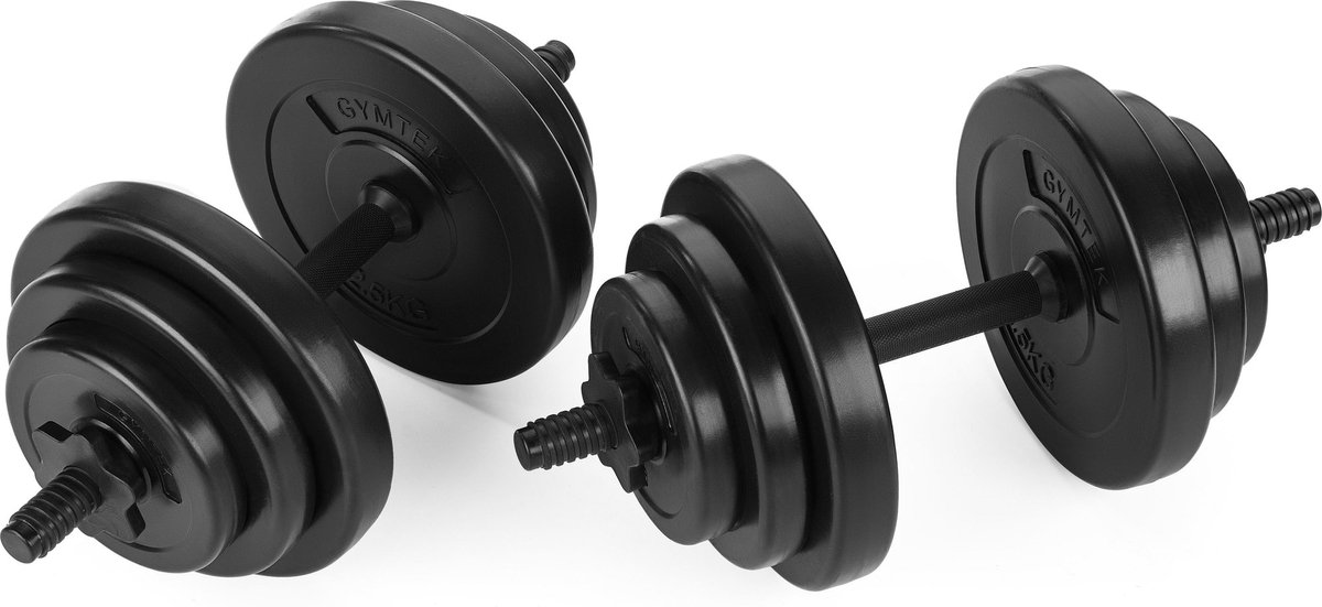 Gymtek® Halterset 20kg - Dumbells Set - Verstelbare Dumbells - 2x Halterstang - 4x 2,5kg, 4x 1,25kg, 4x 1kg - Halterset voor Krachttraining, Workout, Home Gym, Fitness thumbnail 7