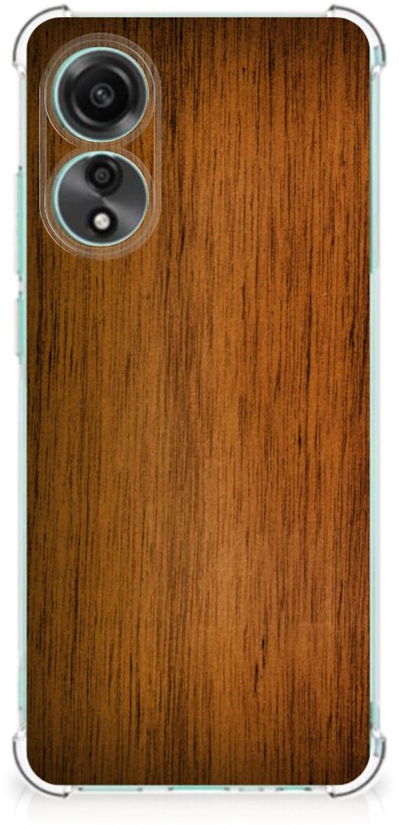 OPPO A78 4G Stevig Telefoonhoesje Donker Hout