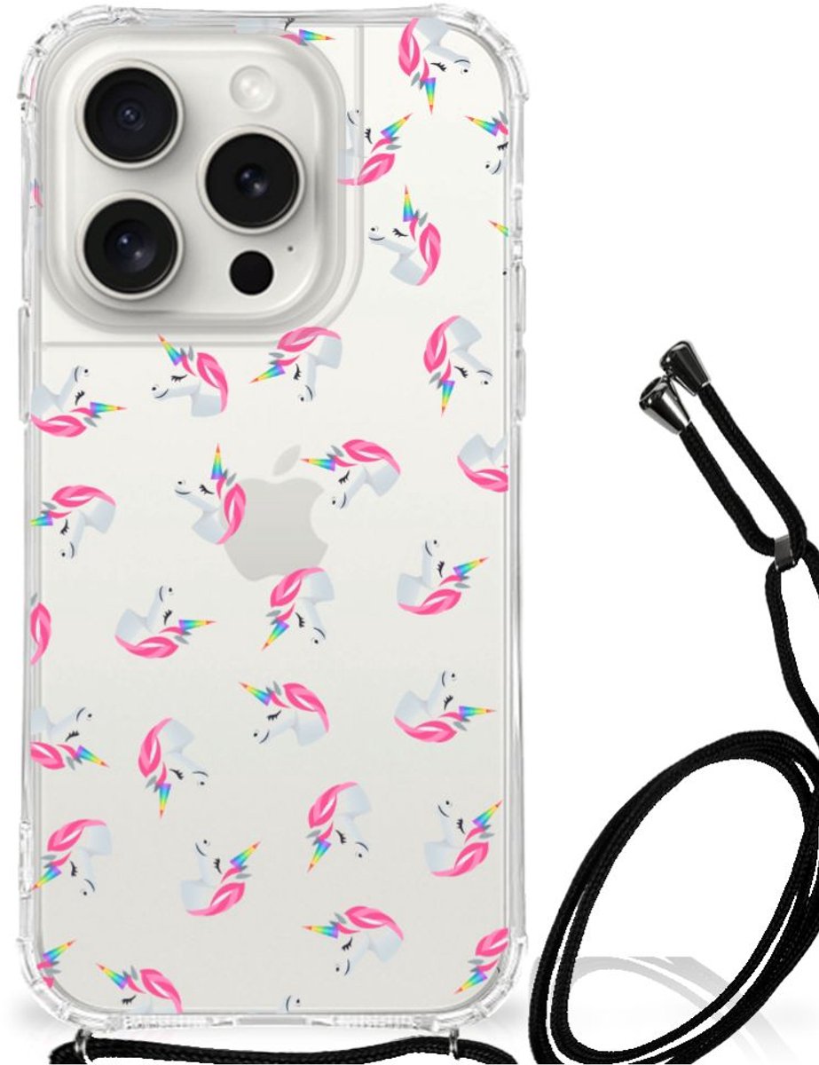 Doorzichtige Silicone Hoesje voor iPhone 15 Pro Unicorns
