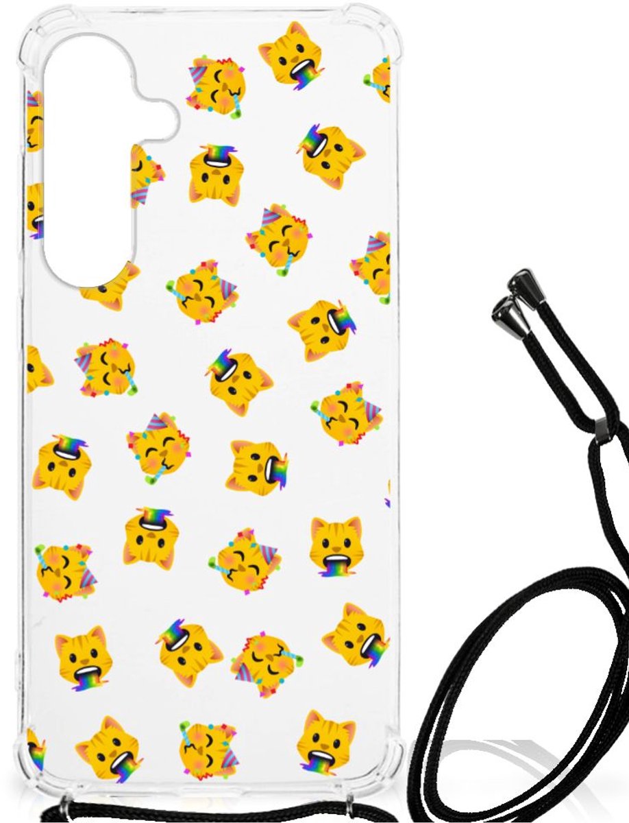 Doorzichtige Silicone Hoesje voor Samsung Galaxy S24 Plus Katten Emojis