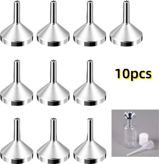 12 Stuks Platina en Goud Mini Aluminium Trechter - Metalen Essentiële