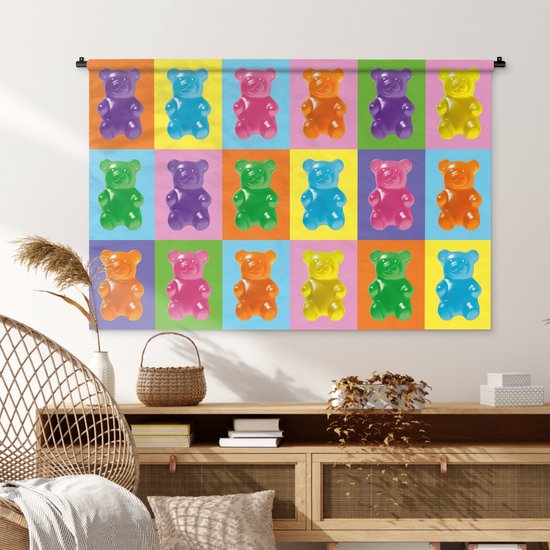 Wandkleed 120x80 cm - Wanddoek Art- Snoep - Kleurrijk - Wandtapijt - Wandkleden