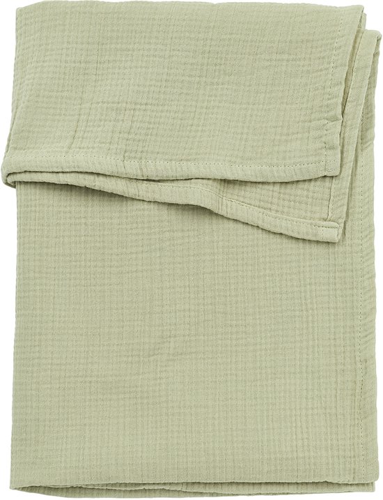 Meyco Baby Uni wieglaken - pre-washed hydrofiel - soft olive - 75x100cm - 0.3 TOG