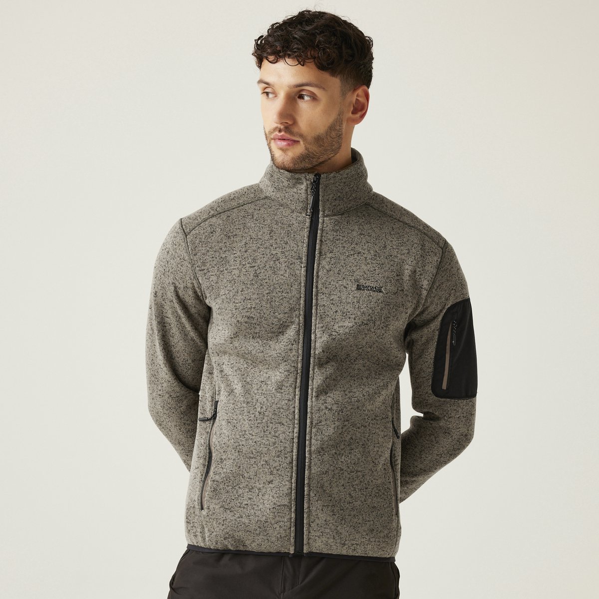 Fleece Heren Hiking Hoge Kraag Newhill Beige