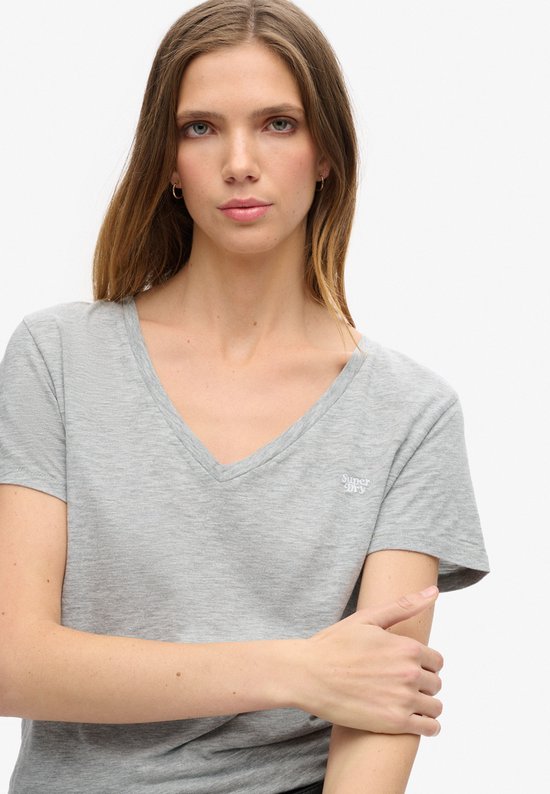 Superdry - Ruimvallend geborduurd T-shirt met V-hals - Dames - T-shirts