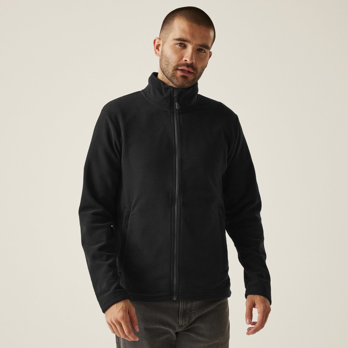 Fleece Heren Gerecycled Volledige Rits Microfleece Zwart