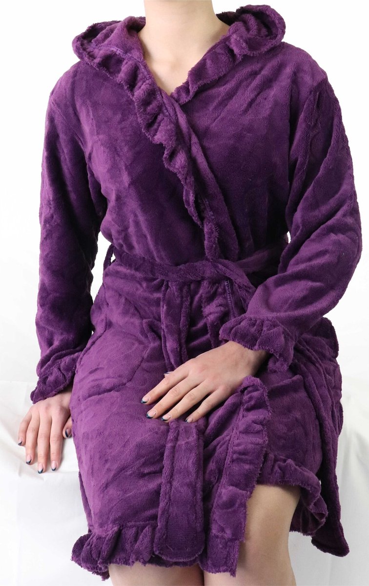 Tenderness Dames Badjas - Fleece - Capuchon - Paars