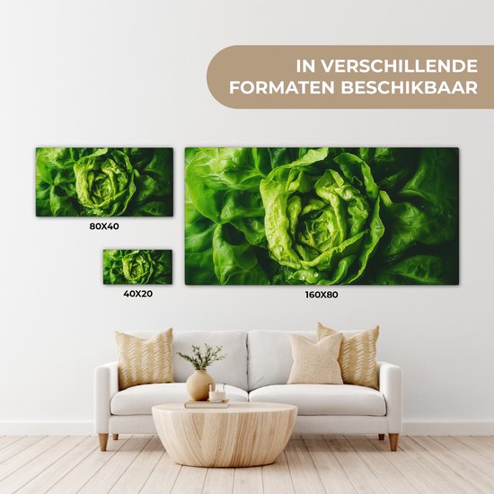 Tableau sur toile 40x20 cm - Décoration murale exclusive Légume - Laitue - Vert - Décoration murale salon - Décoration chambre - Accessoires chambre - Peintures sur toile