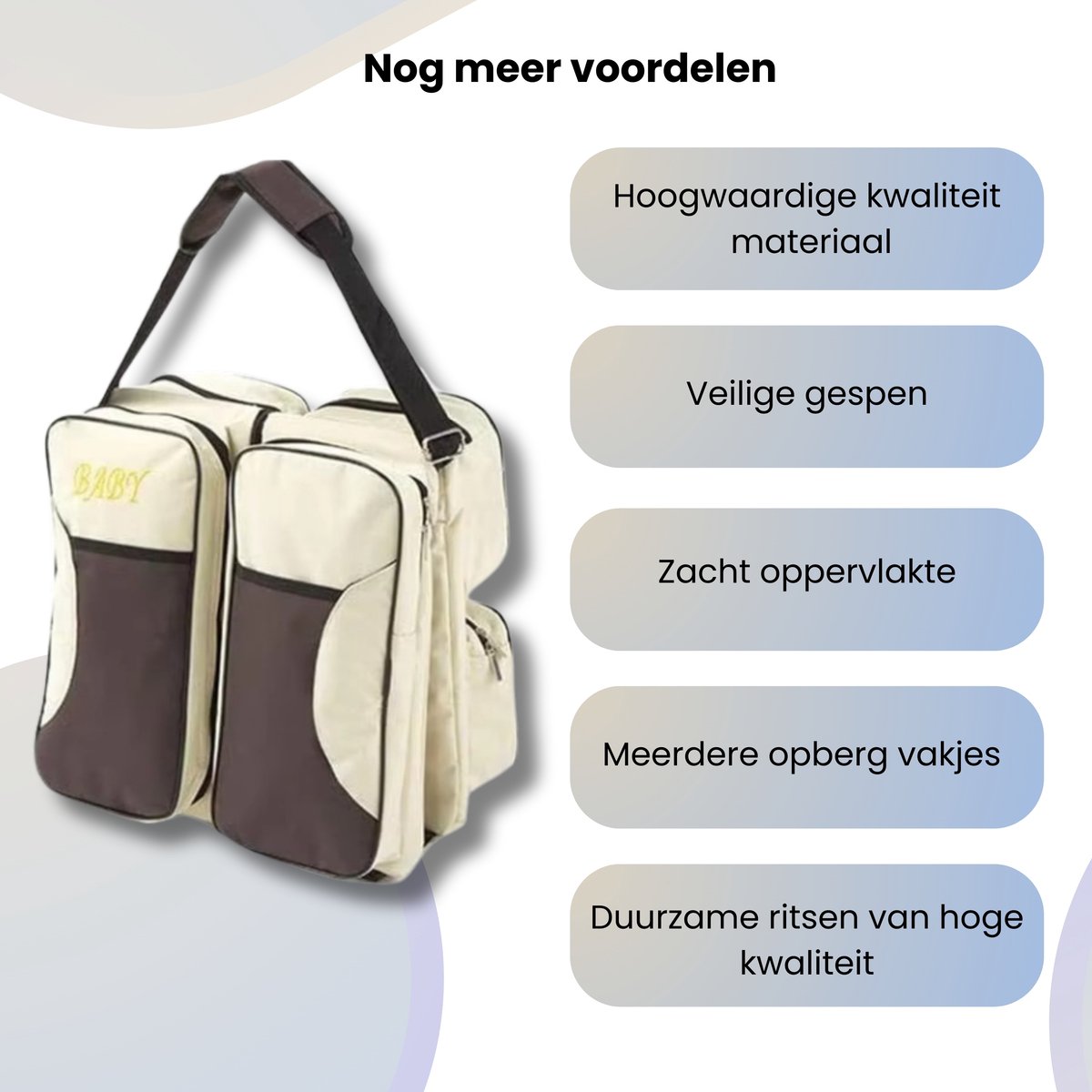 Verzorgingstas Baby - Aankleedkussen met Uitklapbaar Bed - 3 in 1 Luiertas Rugzak - Babybed - Verschoonmand - Mombag - Verschoonkussen - Luiertassen - Babyspullen - Beige - Rugzak - Rugtas - Rugzak Dames - Rugzak Meisje - Rugzakken - Verzorgingstas – foto 3