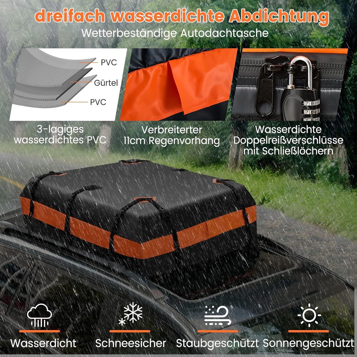 Costway 600L Dachbox wasserdicht für Autos, Vans, SUVs