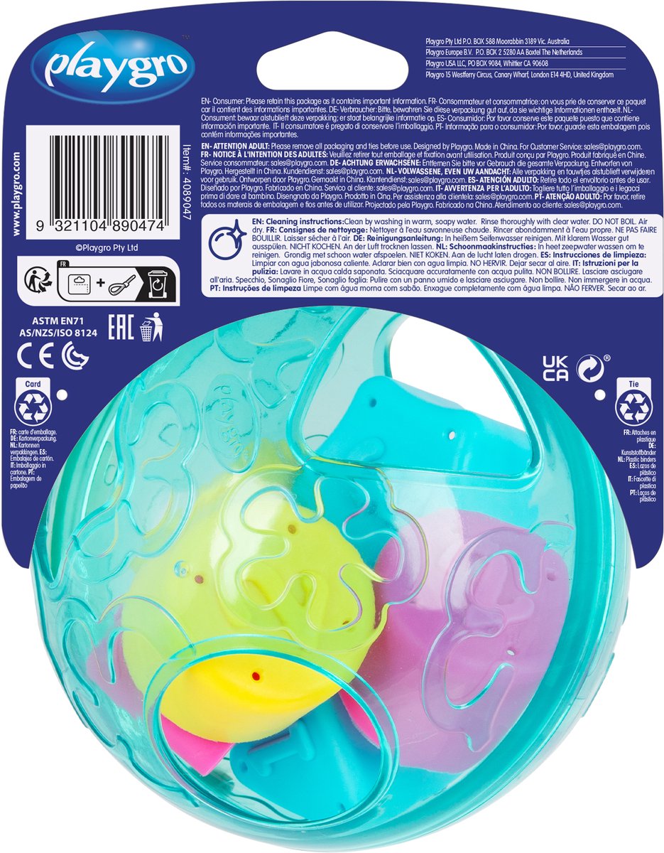 Playgro Roll and Sort Ball - Baby bal - vormsorteerder - Baby speelbal - Speelgoed Baby - Speelgoed 1 jaar - Educatief baby speelgoed - Bal voor baby - motoriek baby - Baby rammelaar - interactief baby speelgoed - inclusief zachte blokken — afbeelding 11