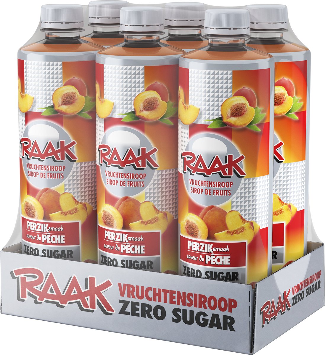 Raak Vruchtensiroop Zero Perzik - 6 x 750 ml