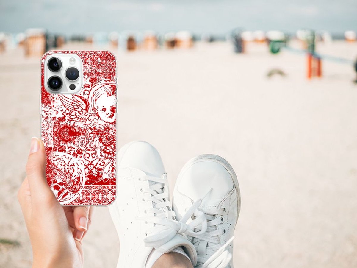 TPU Hoesje voor Silicone Back Case iPhone 14 Pro Max Angel Skull Rood