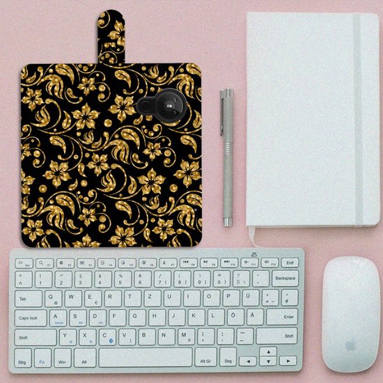 Coque Nokia 5.3 Portefeuille Livre Fleurs D'Or