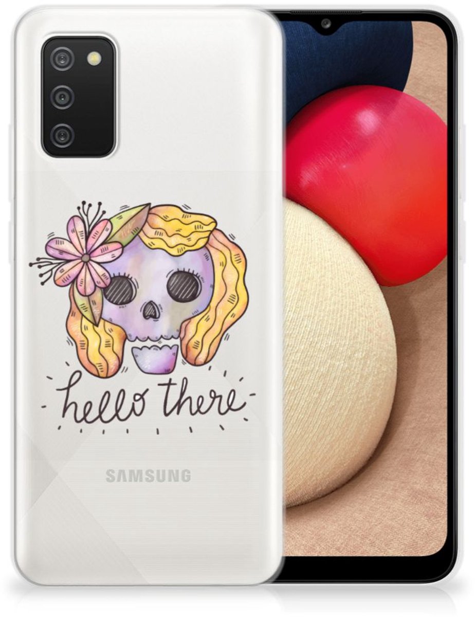 Silicone Back Case Samsung Galaxy A02s Boho Skull
