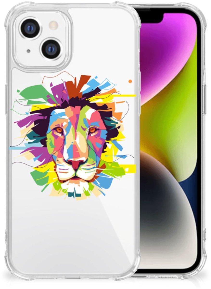 iPhone 14 Stevig Bumper Hoesje Lion Color