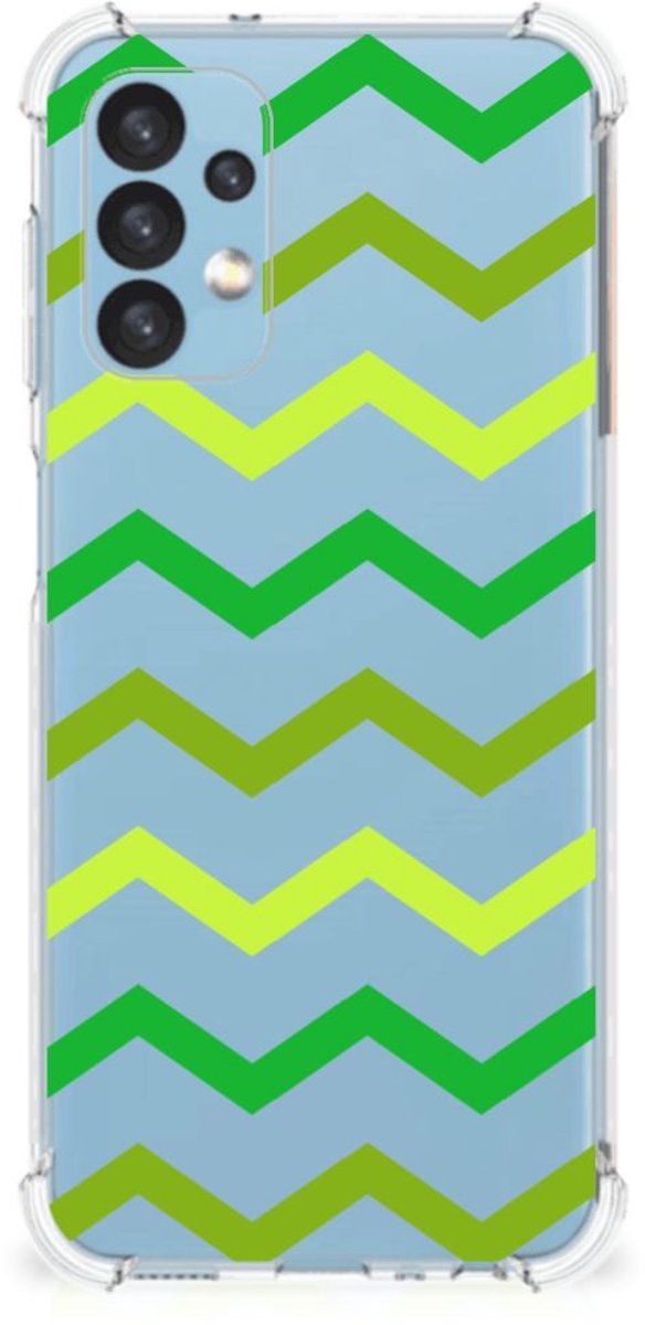 Samsung Galaxy A13 (4G) Doorzichtige Silicone Hoesje Zigzag Groen