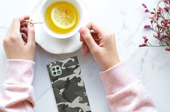 Étui de téléphone cadeau pour lui Samsung Galaxy A22 5G Phone Bag Army Light