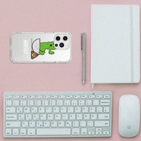 Coque en Siliconen pour iPhone 13 Pro Max avec bord transparent Cactus Poo