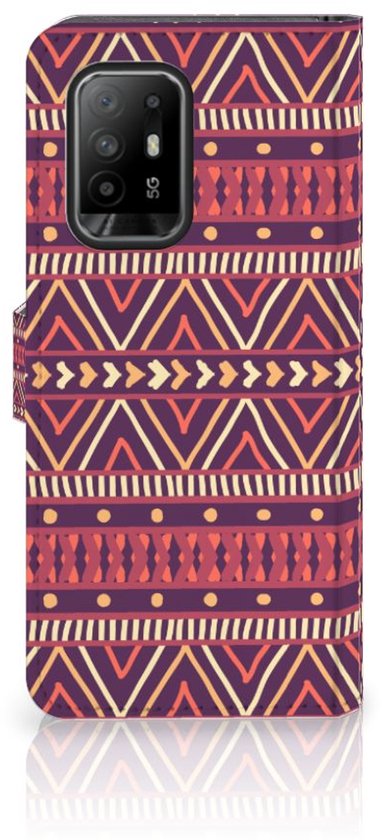 Étui pour téléphone portable OPPO Reno5 Z | Bookcase A94 5G Violet Aztèque