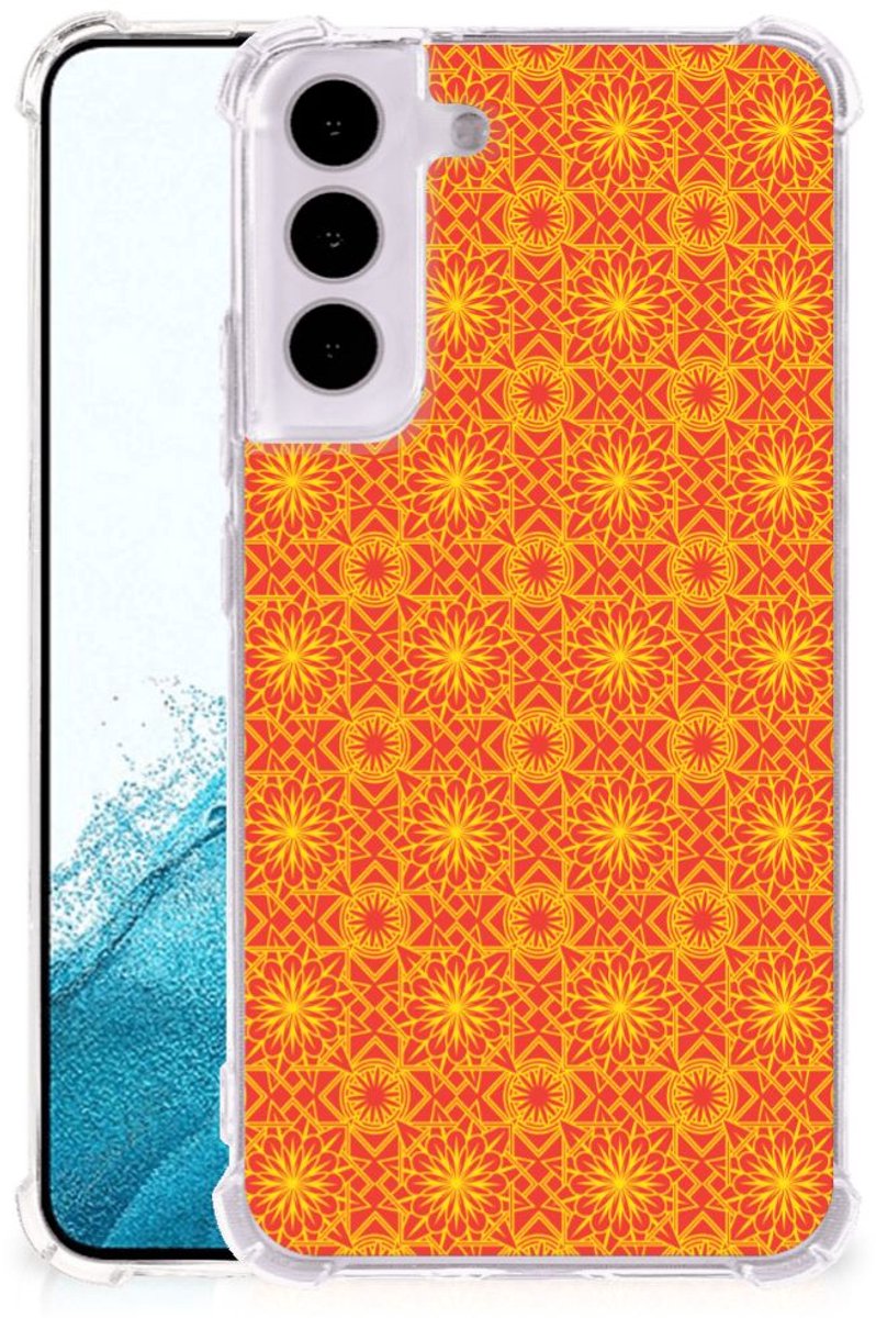 Samsung Galaxy S22 Doorzichtige Silicone Hoesje Batik Oranje