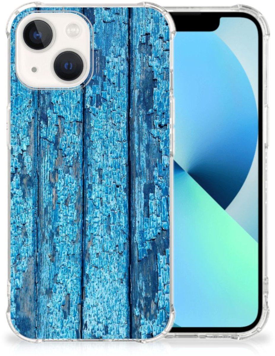 iPhone 13 Stevig Telefoonhoesje Wood Blue