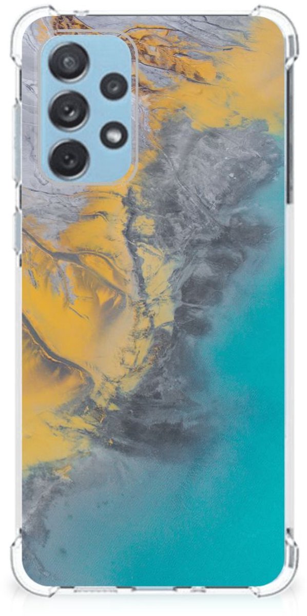 Samsung Galaxy A73 Anti-Shock Hoesje Marble Blue Gold