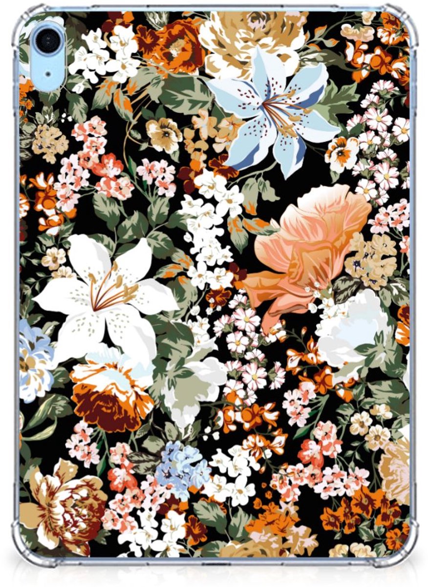 Siliconen Hoesje voor iPad (2022) 10.9 Dark Flowers