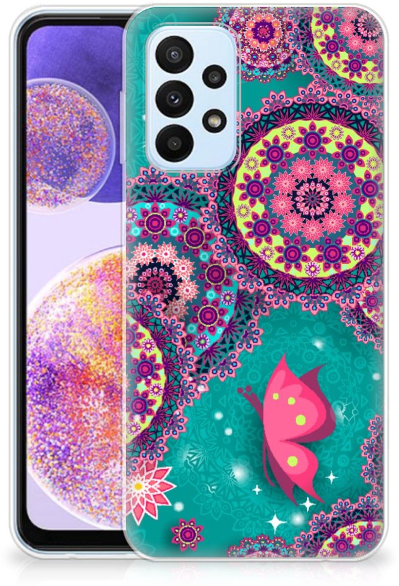 Back Cover voor Samsung Galaxy A23 Hoesje maken Cirkels en Vlinders