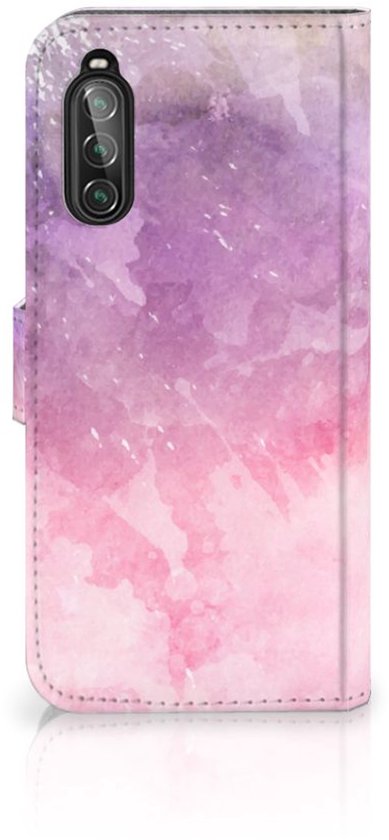 Coque Téléphone Sony Xperia 10 II Housse en Cuir Etui de Protection pour Peinture Rose Pourpre