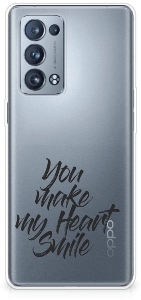 Back Cover voor OPPO Reno 6 Pro Plus 5G Siliconen hoesje met naam Heart Smile