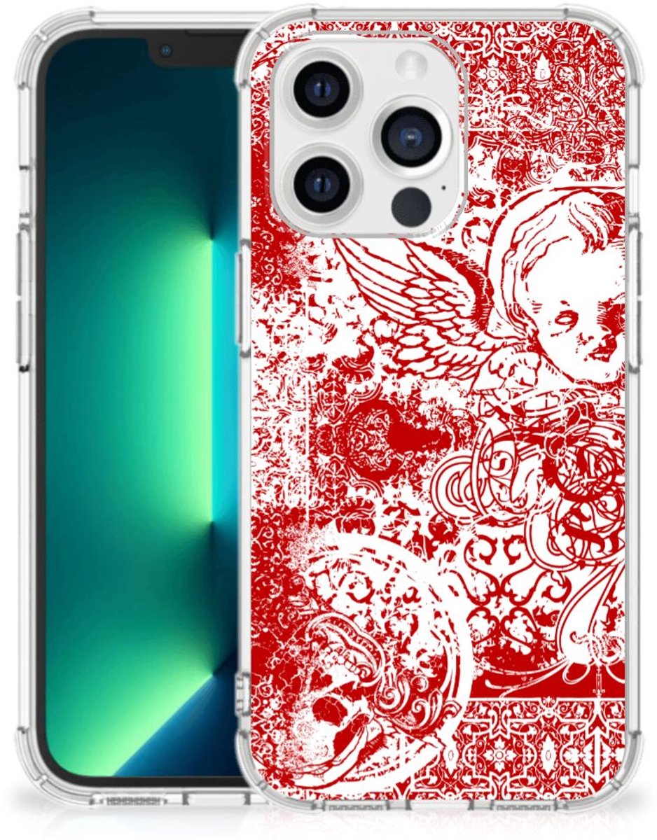 TPU Case Anti-Shock voor Extreme Case iPhone 13 Pro Max Angel Skull Rood
